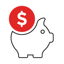 piggy bank and money icon