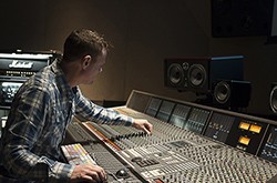 Dan Brodbeck at sound mixing board