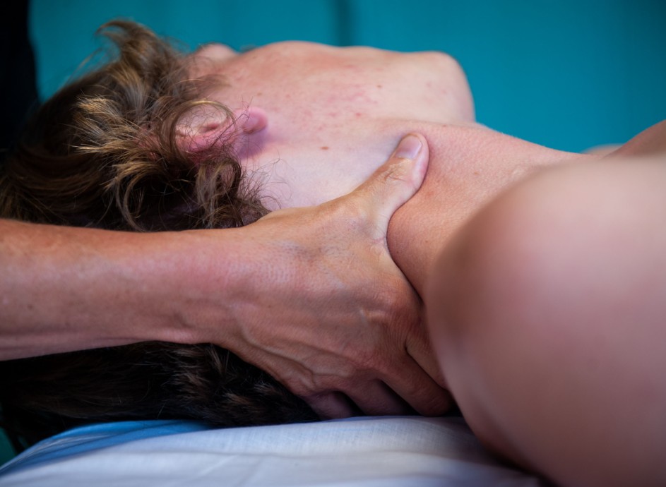 Person getting a neck massage