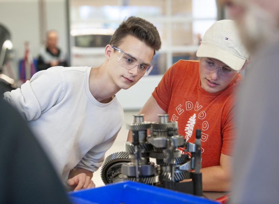 Automotive Service Technician students working in automotive lab