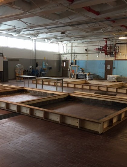 Sandpits in Construction Lab ready for students.
