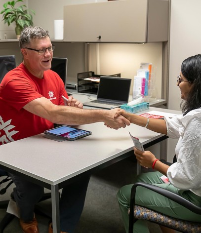 Counsellor with student