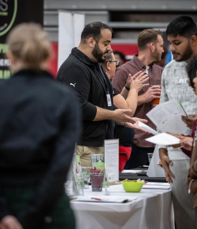 Employers and Job seekers at Career Opportunities fair