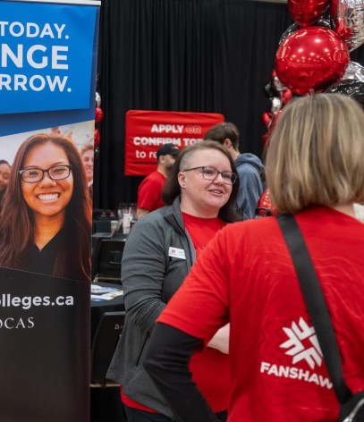 Fanshawe recruitment staff at the OCAS booth during open house