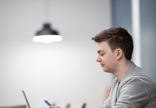 Student working at a desk