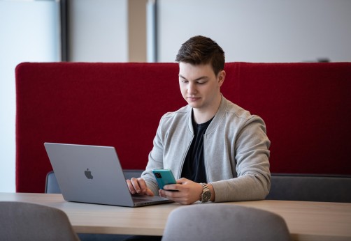 Student working at a desk