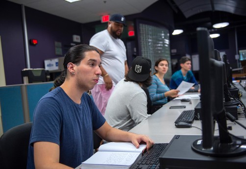 Student working on a computer