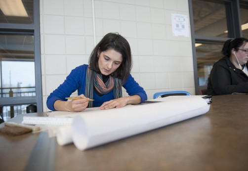 Architectural Technology student working on sketches at Fanshawe College