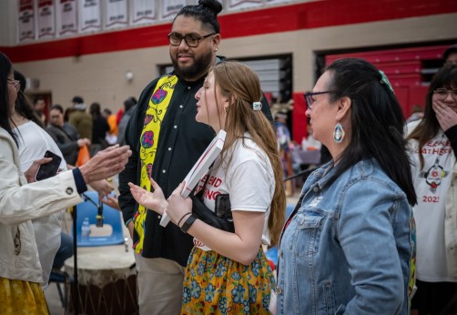 people chat at year end gathering