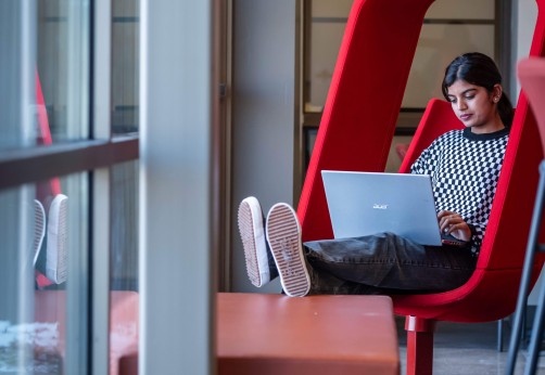 Student working on a laptop
