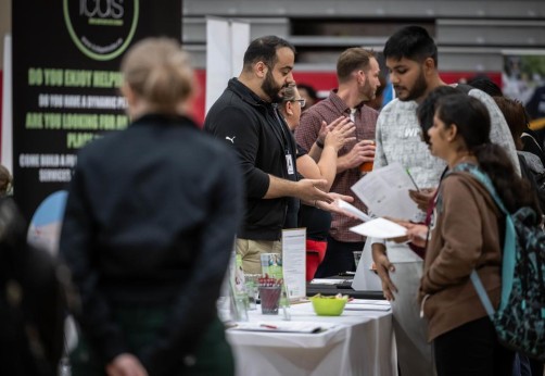 Employers and Job seekers at Career Opportunities fair