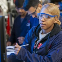 Motive Power Technician - Automotive student working in automotive lab