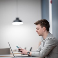 Student working at a desk