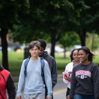 Students walking on campus