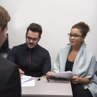 Fanshawe students conducting and participating in HR interview simulation