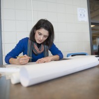 Architectural Technology student working on sketches at Fanshawe College