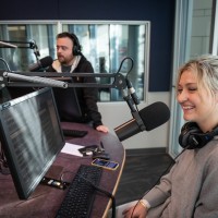 Student broadcasting from a radio station