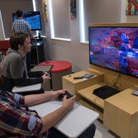 Students playing a video game