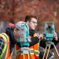 Civil Engineering Students surveying outdoors