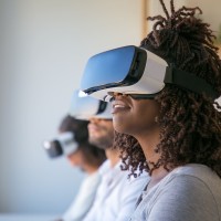 Student with XR glasses