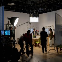 Acting for Screen and Stage students performing on set