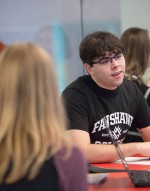 Students talking in the lounge