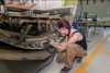 Student works on aircraft