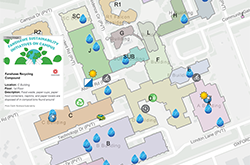 Screen shot of the sustainbility map showing aerial view of London Campus