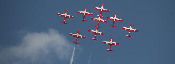 Planes flying overhead in the London Airshow