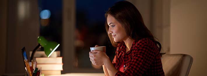 young woman studying online