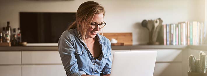 young woman working from home