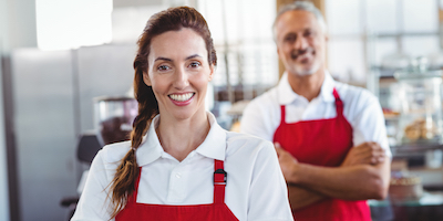 Two food service workers